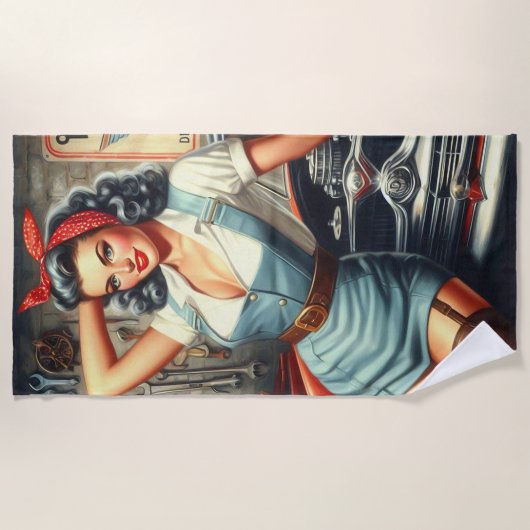 Vintages mechanisches Button Strandtuch (Vorderseite)