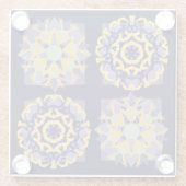 Vintages mediterranes blaues Gold-Fliesenmuster Glasuntersetzer (Rückseite)