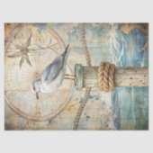 Vintages Meer Glarner Möwenkompass Alte Karte Seidenpapier (Vorderseite)