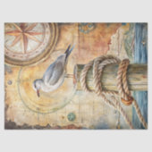 Vintages Meer Glarner Möwenkompass Alte Karte Seidenpapier (Vorderseite)