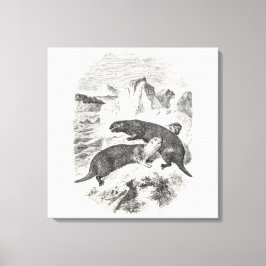 Vintages Meer Otters 1800 Otter Illustration Leinwanddruck