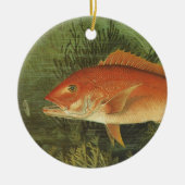 Vintages Meeresleben, Rotschnappfisch im Ozean Keramikornament (Vorne)