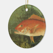 Vintages Meeresleben, Rotschnappfisch im Ozean Keramikornament (Links)
