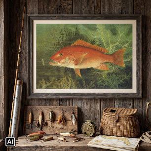 Vintages Meeresleben, Rotschnappfisch im Ozean Poster