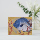 Vintages Meeresleben Tropischer Blauer Fischkorb Postkarte (Stehend Vorderseite)