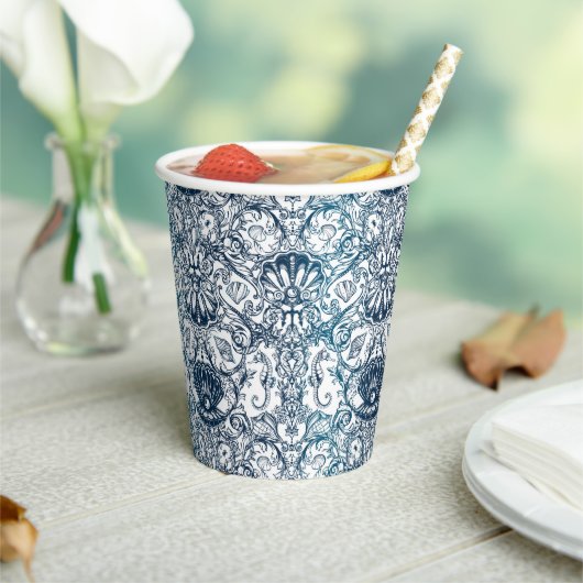 Vintages Meeresmuster Pappbecher (In Situ)