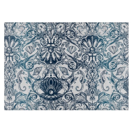 Vintages Meeresmuster Schneidebrett (Vorderseite)