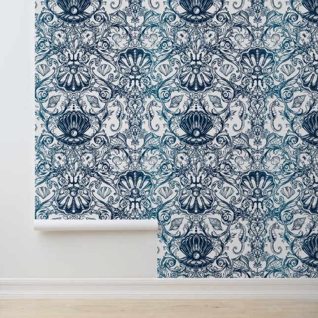 Vintages Meeresmuster Tapete (Anwendung)