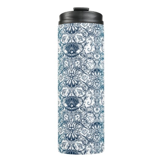 Vintages Meeresmuster Thermosbecher (Vorderseite)