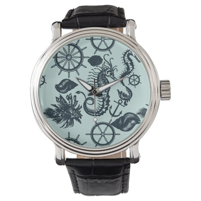 Vintages Meerestiermuster Armbanduhr (Vorderseite)