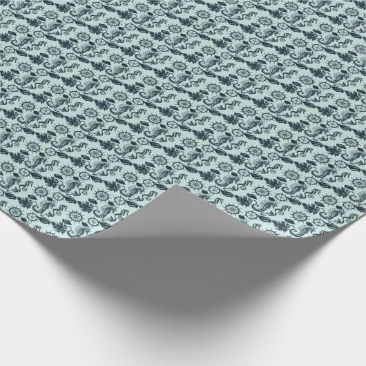 Vintages Meerestiermuster Geschenkpapier (Ecke)