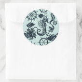 Vintages Meerestiermuster Runder Aufkleber (Tasche)