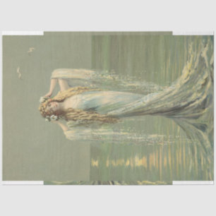 Vintages Meerjungfrau Nymph Plakatwand Kunst, Dich Seidenpapier