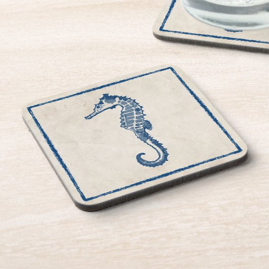 Vintages Meerpferd Getränkeuntersetzer (Linke Seite)