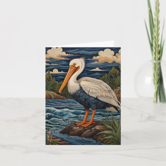 Vintages Meervogelpelikan Einladung (Vorderseite)