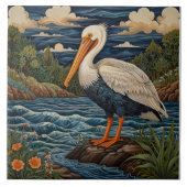 Vintages Meervogelpelikan Fliese (Vorderseite)