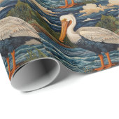 Vintages Meervogelpelikan Geschenkpapier (Rolleneckpunkt)