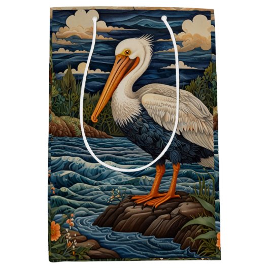 Vintages Meervogelpelikan Mittlere Geschenktüte (Vorderseite)