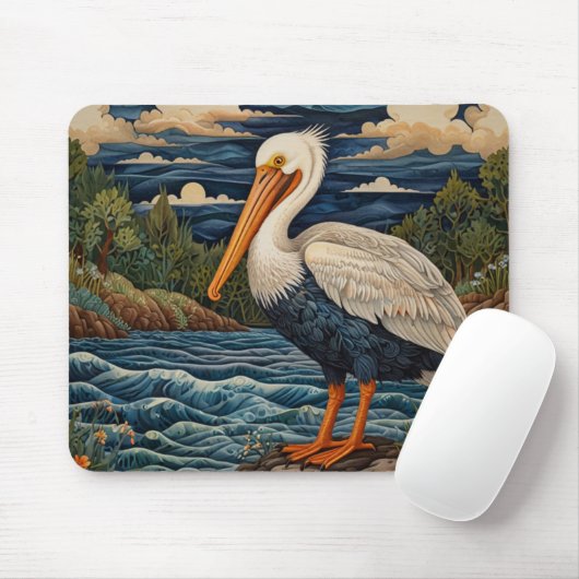 Vintages Meervogelpelikan Mousepad (Mit Mouse)