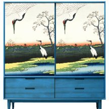 Vintages Meisterwerk des Hiroshige Kranpaares