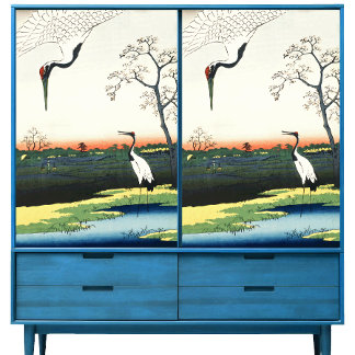 Vintages Meisterwerk des Hiroshige Kranpaares Seidenpapier