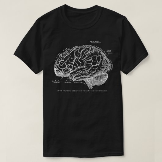 Vintages menschliches Anatomie-Gehirn T-Shirt (Design vorne)