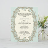 Vintages Menü "Blue Gold Cream" (Stehend Vorderseite)