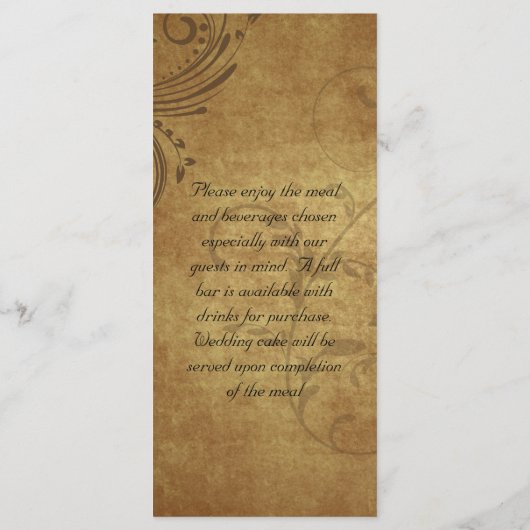 Vintages Menü für antike Teebasis Menükarte (Rückseite)