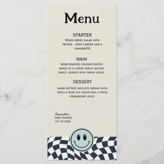 Vintages Menü im Retro-Schwarzweißmenü Menükarte (Vorderseite)