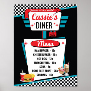 Vintages Menu-Poster der 50er Jahre Poster