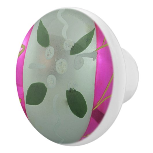 Vintages Merkur Glass Weihnachtsball Mistletoe Keramikknauf (Rechts)