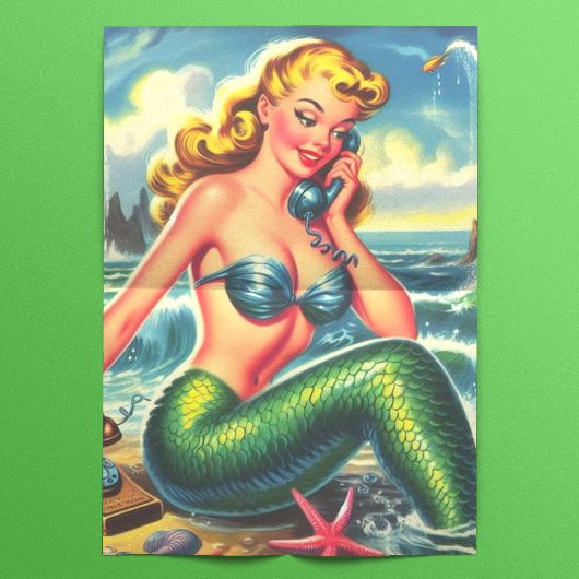 Vintages Mermaid Button Up Seidenpapier