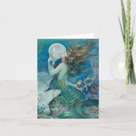 Vintages Mermaid mit Pearl Note Card Karte