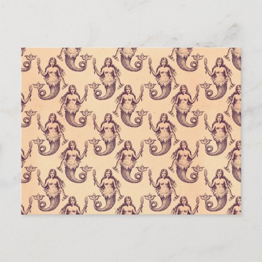 Vintages Mermaid-Muster drucken Postkarte (Vorderseite)
