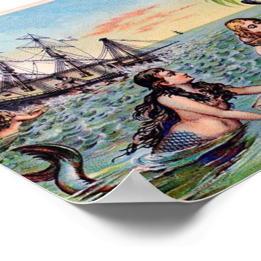 Vintages Mermaid-Poster Poster (Ecke)