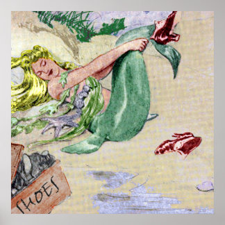 Vintages Mermaid Poster Wall Art