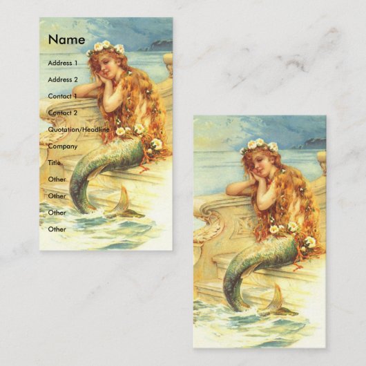 Vintages Mermaid Visitenkarte (Vorne/Hinten)