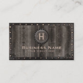 Vintages Metall Gerahmt Monogram Elegant Barnholz Visitenkarte (Vorderseite)