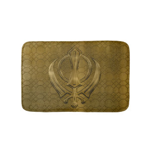 Vintages MetallgoldKhanda Symbol Badematte