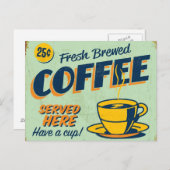 Vintages Metallschild - Frischkaffee Postkarte (Vorne/Hinten)