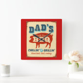 Vintages Metallzeichen - GRILLEN des Vaters Quadratische Wanduhr (Zuhause)