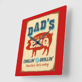 Vintages Metallzeichen - GRILLEN des Vaters Quadratische Wanduhr (Winkel)