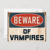 Vintages Metallzeichen - Vorsicht vor Vampire Postkarte (Vorne/Hinten)