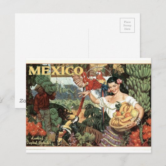 Vintages Mexico Poster Postkarte (Vorne/Hinten)