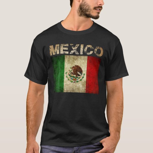 Vintages Mexikanisches Flaggenpreisgeschenk T-Shirt (Vorderseite)
