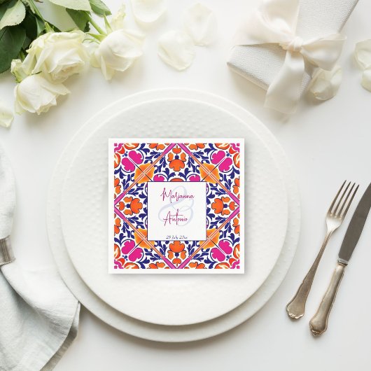 Vintages mexikanisches Hochzeitsmonogramm Serviette