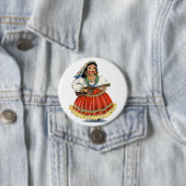 Vintages mexikanisches Mädchen Traditionelles Klei Button (Beispiel)