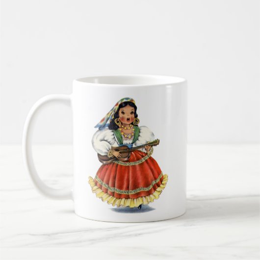 Vintages mexikanisches Mädchen Traditionelles Klei Kaffeetasse (Links)