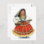 Vintages mexikanisches Mädchen Traditionelles Klei Postkarte (Vorne/Hinten)