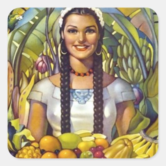 Vintages Mexiko Reisewerbung Quadratischer Aufkleber (Vorderseite)